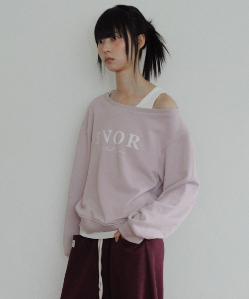 [CORE] OFF-SHOULDER LOGO SWEATSHIRT - PINK
