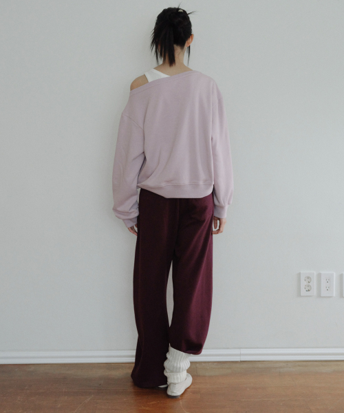 [CORE] OFF-SHOULDER LOGO SWEATSHIRT - PINK