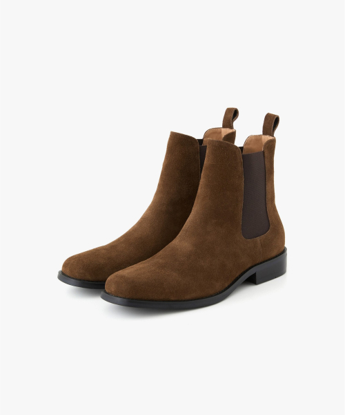 Semi Square Toe Suede Chelsea Boots (Brown) TNSO6F101W2
