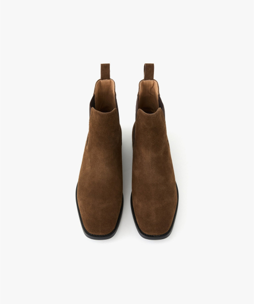Semi Square Toe Suede Chelsea Boots (Brown) TNSO6F101W2