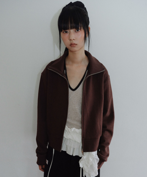 [CORE] HIGH NECK TWO-WAY ZIP-UP - BROWN