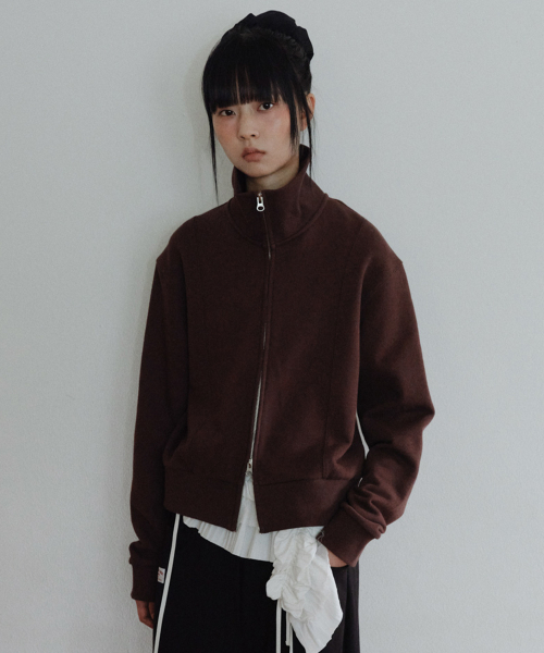 [CORE] HIGH NECK TWO-WAY ZIP-UP - BROWN