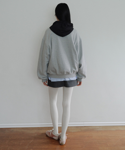 [CORE] OVERSIZED TWO-TONE ZIP-UP HOODIE - GREY