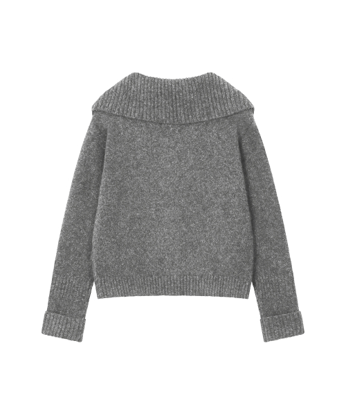 Unbalanced button knit cardigan GREY