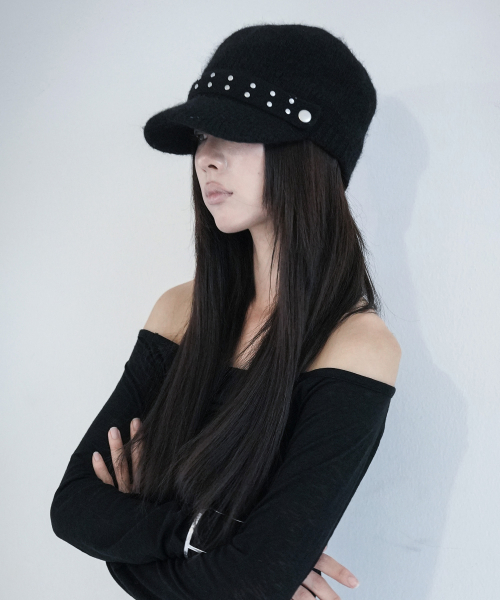 스터드 니트 마린캡 (BLACK) F26ZE414