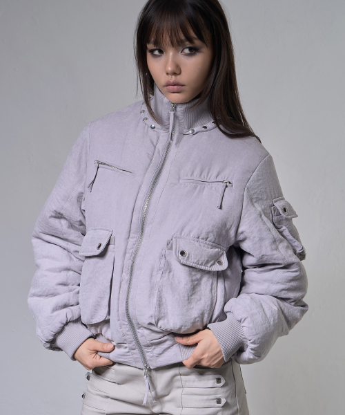 하이넥 빈티지 퀄팅 자켓 (GRAY) F26ZA502