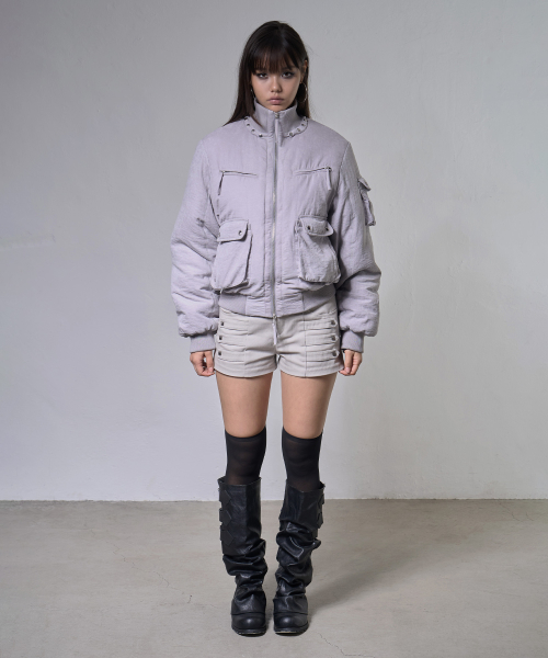 하이넥 빈티지 퀄팅 자켓 (GRAY) F26ZA502