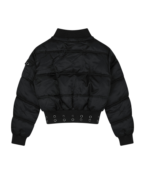 퍼 트리밍 후드 패딩 (BLACK) F26ZA501