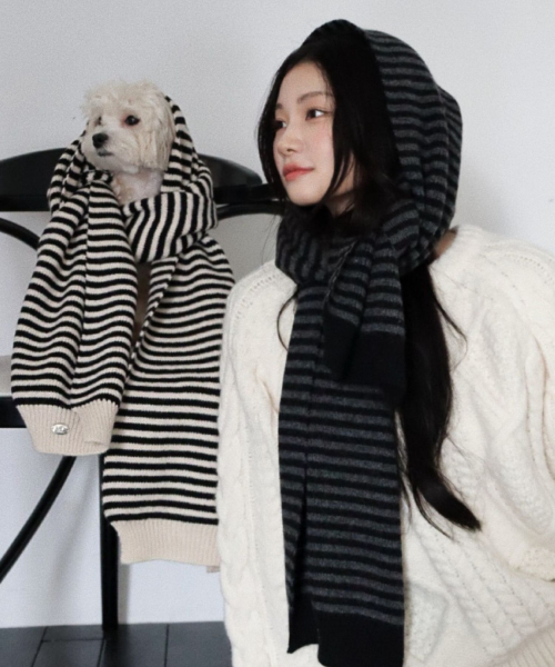 [Charcoal Gray] Cozy Stripe Mufflers