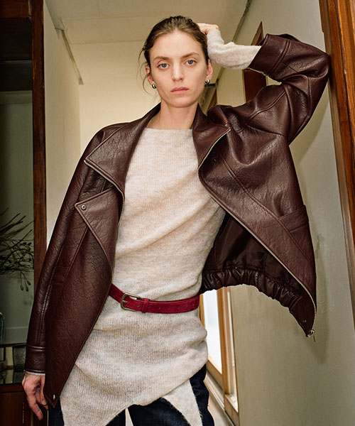 High-Neck Leather Pocket Jumper NEL6XM206_6I