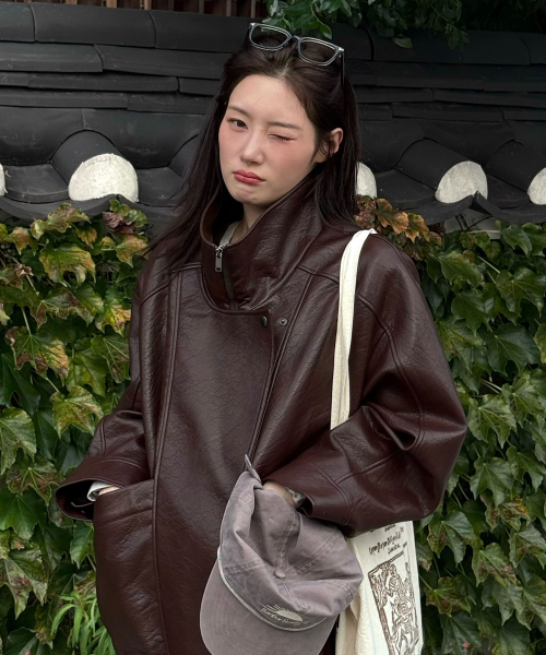 High-Neck Leather Pocket Jumper NEL6XM206_6I