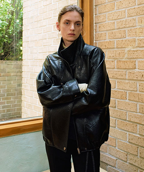 High-Neck Pocket Leather Jumper NEL6XM206_10