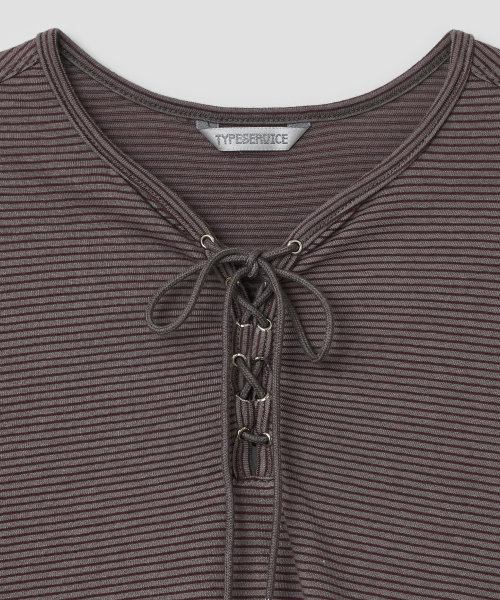 Lace Up Side Trim Top [Plum]