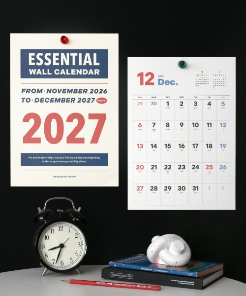 2027 Essential Wall Calendar A4