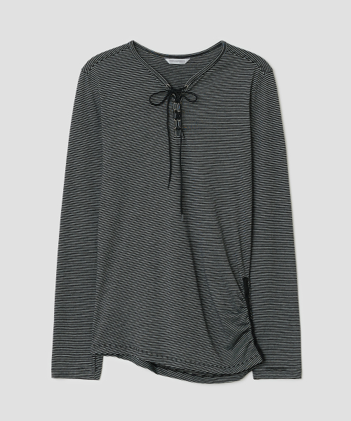 Lace Up Side Trim Top [Black]