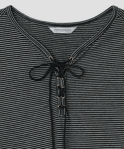 Lace Up Side Trim Top [Black]
