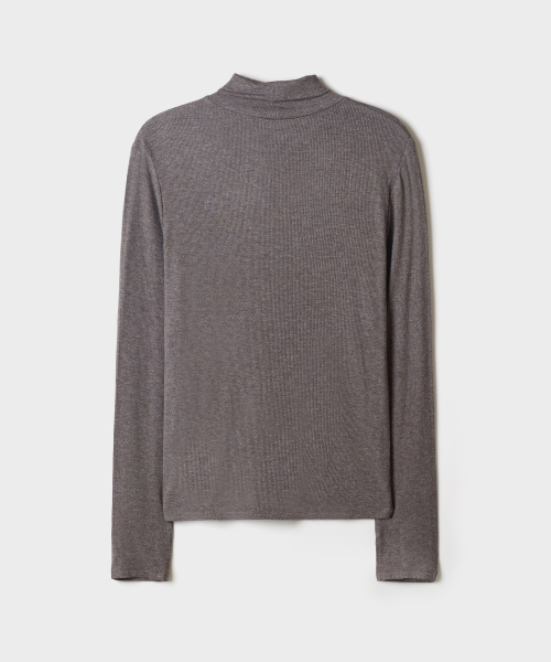 [Soft Viscose] Ribbed Turtleneck Long-Sleeve Tee_SPLWG4TG01