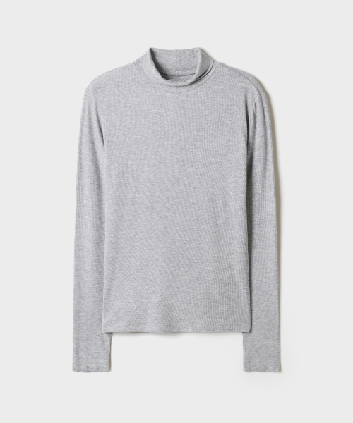 [Soft Viscose] Ribbed Turtleneck Long-Sleeve Tee_SPLWG4TG01