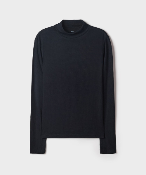 [Soft Viscose] Ribbed Turtleneck Long-Sleeve Tee_SPLWG4TG01