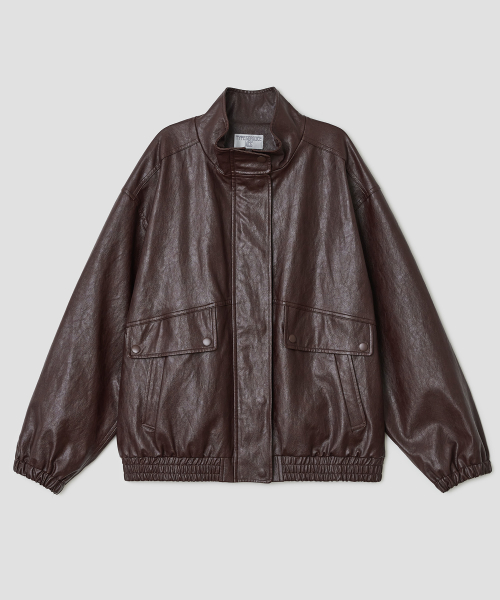 Faux Leather Blouson [Burgundy]