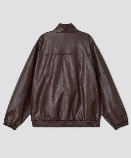 Faux Leather Blouson [Burgundy]