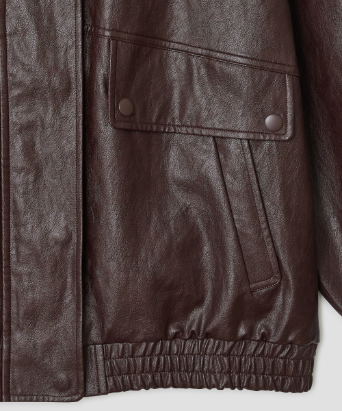 Faux Leather Blouson [Burgundy]