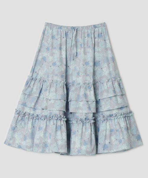 Powder Mist Tiered Skirt [Gray]