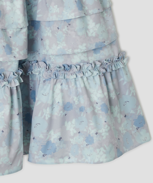 Powder Mist Tiered Skirt [Gray]