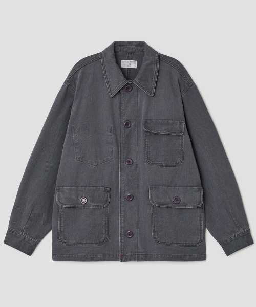 Washed Pocket Work Jacket [Charcoal]