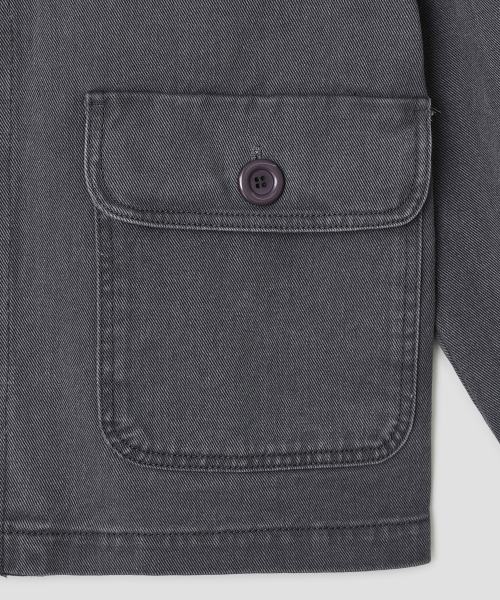 Washed Pocket Work Jacket [Charcoal]