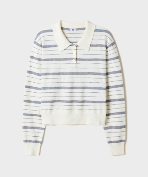 [Soft Yarn] Collar Neck Striped Knit_SPKWG49G03