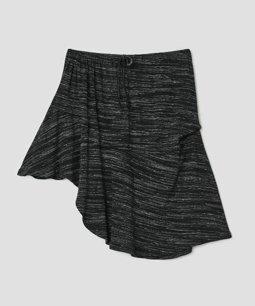 Asymmetric Panel Skirt [Charcoal]
