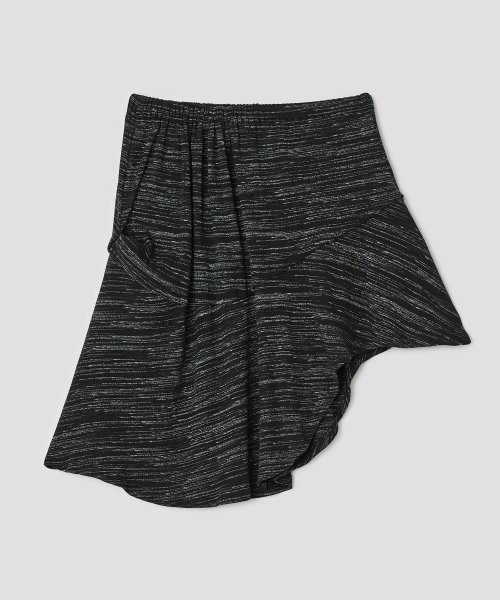 Asymmetric Panel Skirt [Charcoal]