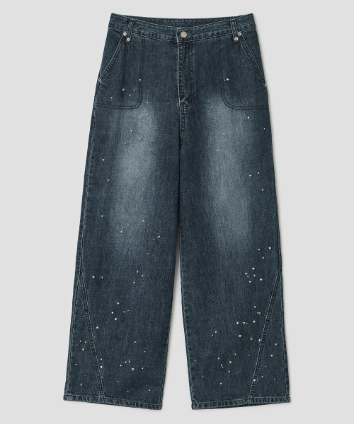 Rivet Splash Denim Pants [Blue]