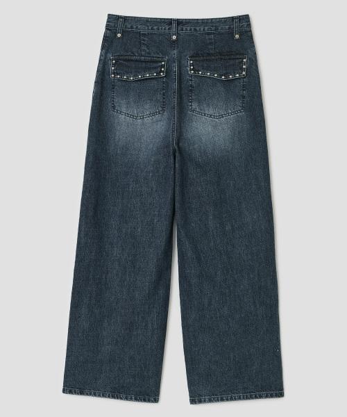 Rivet Splash Denim Pants [Blue]