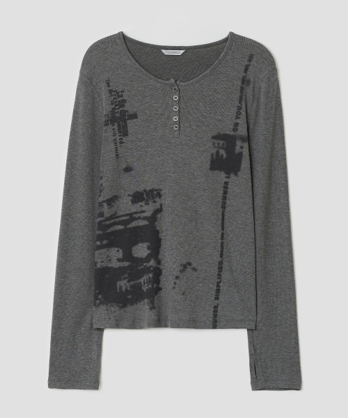 Blur Spray Henley Top [Charcoal]