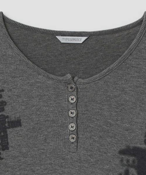 Blur Spray Henley Top [Charcoal]