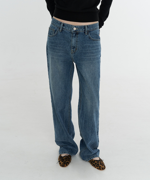 Grit Low Rise Denim Pants - Middle Blue
