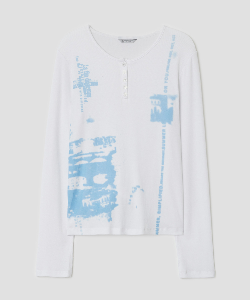Blur Spray Henley Top [White]
