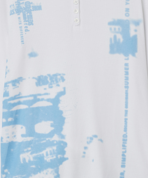 Blur Spray Henley Top [White]