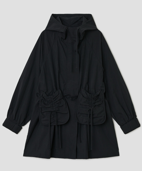 Shirred Hood Jacket [Black]
