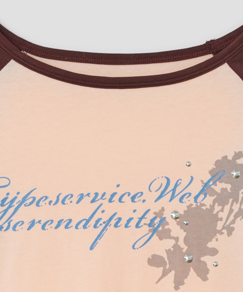 Sheer Hotfix Raglan Top [Pink]