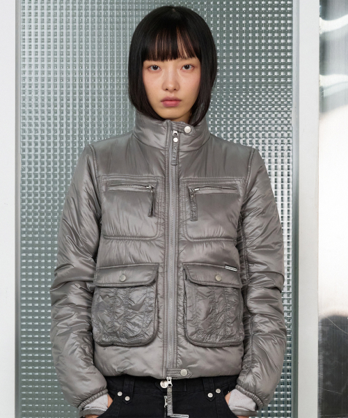 UTILITY HIGH NECK LIGHT JACKET GREY