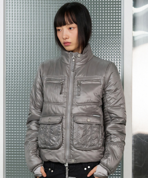 UTILITY HIGH NECK LIGHT JACKET GREY