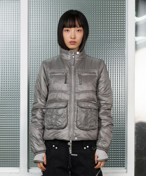 UTILITY HIGH NECK LIGHT JACKET GREY