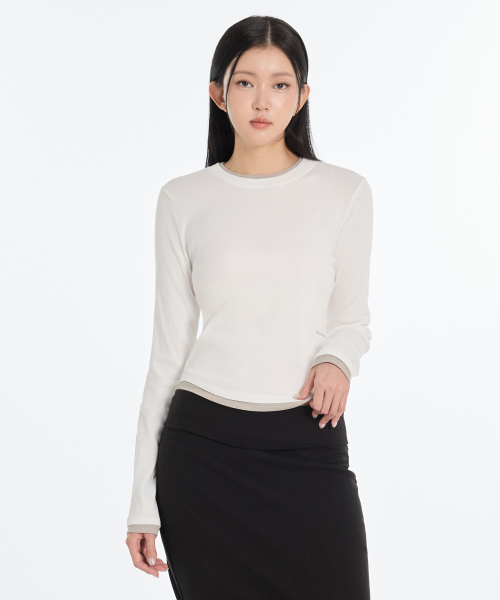 W Basic Ribbed Crop V-Neck Knit (2 Colors)
