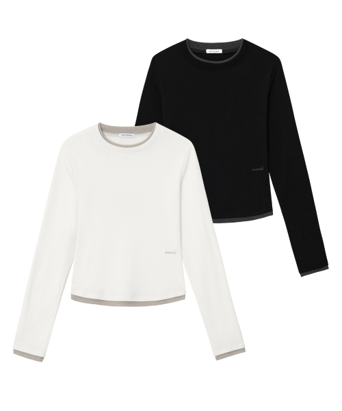 W Basic Ribbed Crop V-Neck Knit (2 Colors)