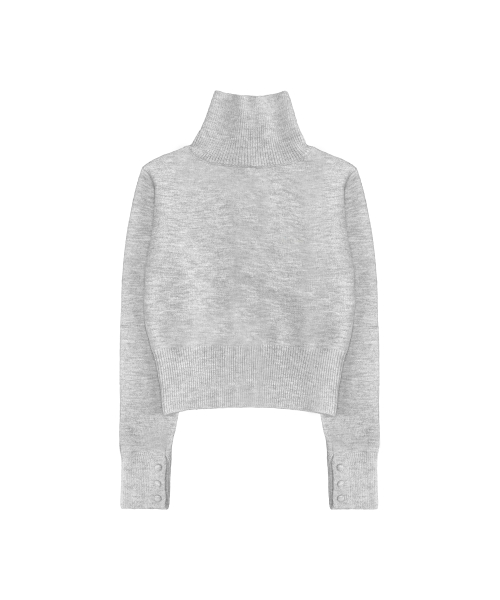 Maren High-Neck Knit Cardigan_Gray