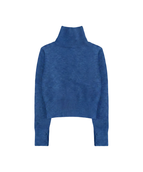 Maren High-Neck Knit Cardigan_Blue