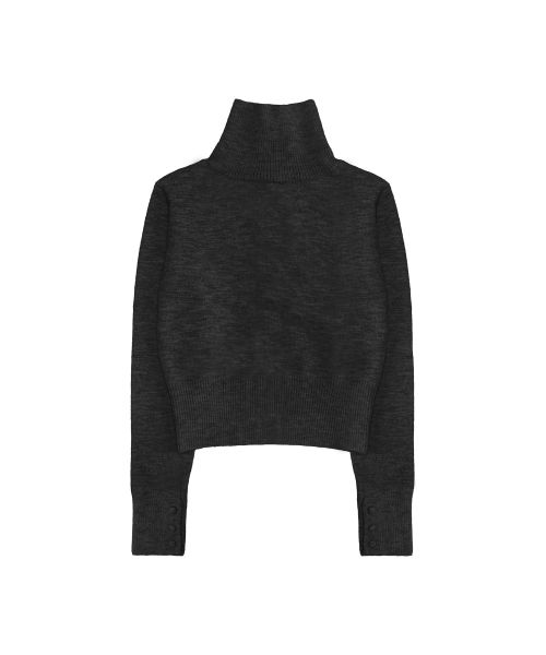 Maren High-Neck Knit Cardigan_Charcoal